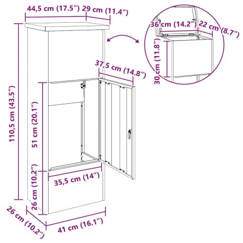 SKRZYNKA WRZUTNIA NA PACZKI BOXANTRACYT STAL 44,5X29X110,5CM ANTYKRADZIEŻOWA
