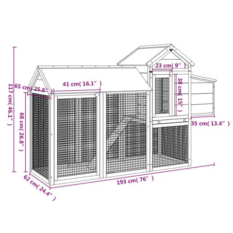 KURNIK KOLOR MOKKI 193X65X117CM LITE DREWNO SOSNOWE