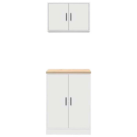 SZAFKI GARAŻOWE 2 SZT. BIAŁE DREWNO KLEJONE