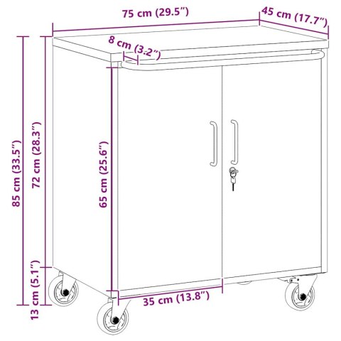 VidaXL Ławka warsztatowa z półką Czarny i szary 75 x 45 x 85 cm