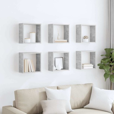 VidaXL Półki ścienne kostki, 6 szt., szarość betonu, 30x15x30 cm