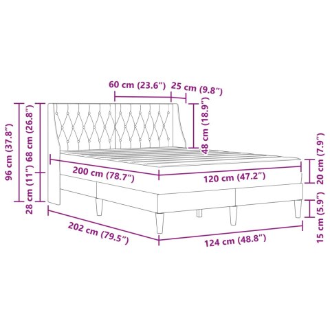 RAMA ŁÓŻKA Z MATERACEM Z ZAGŁÓWKIEM 2 PCS CIEMNOSZARY AKSAMIT