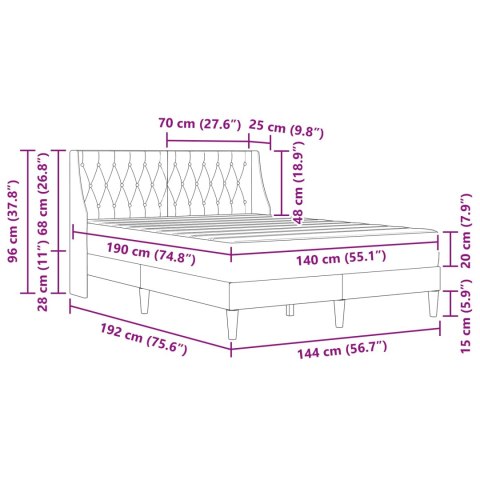 RAMA ŁÓŻKA Z MATERACEM Z ZAGŁÓWKIEM 2 PCS CIEMNOSZARY AKSAMIT
