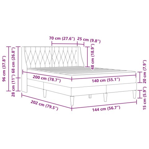 VidaXL Rama łóżka z materacem Z zagłówkiem 2 pcs Ciemnoszary Aksamit