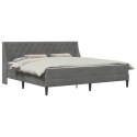 VidaXL Rama łóżka z materacem Z zagłówkiem 2 pcs Ciemnoszary Aksamit