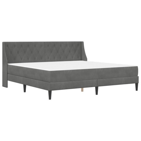 VidaXL Rama łóżka z materacem Z zagłówkiem 2 pcs Ciemnoszary Aksamit