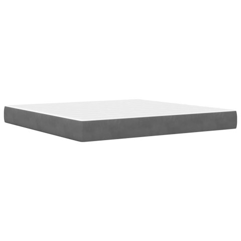 VidaXL Rama łóżka z materacem Z zagłówkiem 2 pcs Ciemnoszary Aksamit