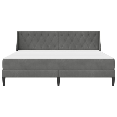 VidaXL Rama łóżka z materacem Z zagłówkiem 2 pcs Ciemnoszary Aksamit