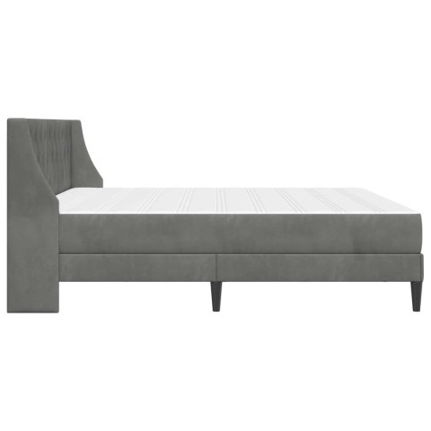 VidaXL Rama łóżka z materacem Z zagłówkiem 2 pcs Ciemnoszary Aksamit