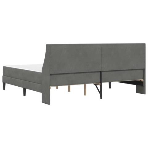 VidaXL Rama łóżka z materacem Z zagłówkiem 2 pcs Ciemnoszary Aksamit