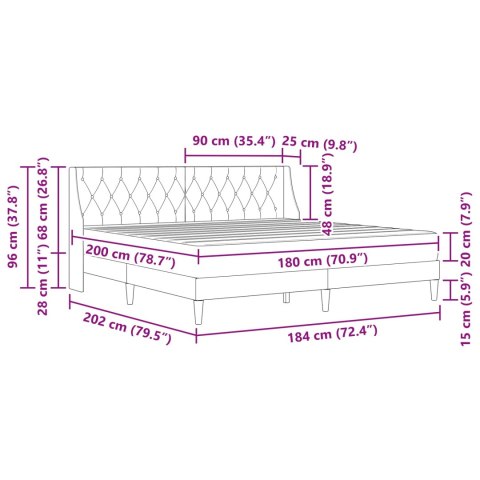 VidaXL Rama łóżka z materacem Z zagłówkiem 2 pcs Czarny Aksamit