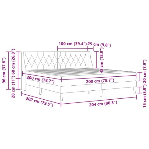 VidaXL Rama łóżka z materacem Z zagłówkiem 2 pcs Czarny Aksamit