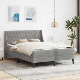 VidaXL Rama łóżka z materacem Z zagłówkiem 2 pcs Jasnoszary Aksamit