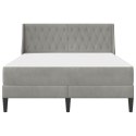 VidaXL Rama łóżka z materacem Z zagłówkiem 2 pcs Jasnoszary Aksamit