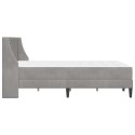 VidaXL Rama łóżka z materacem Z zagłówkiem 2 pcs Jasnoszary Aksamit