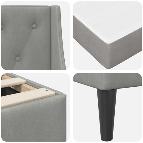 VidaXL Rama łóżka z materacem Z zagłówkiem 2 pcs Jasnoszary Aksamit