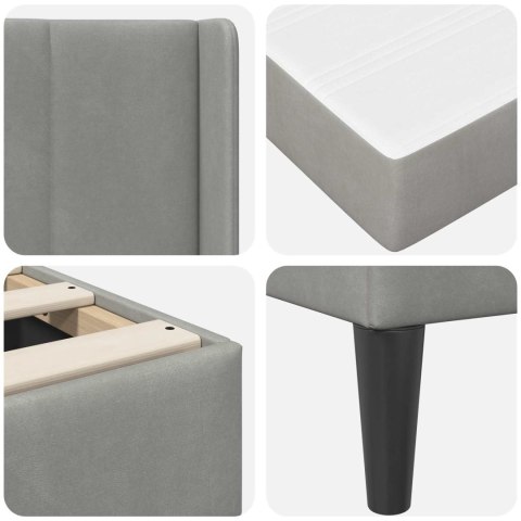 RAMKA ŁÓŻKA JASNOSZARY 90X200CM AKSAMIT