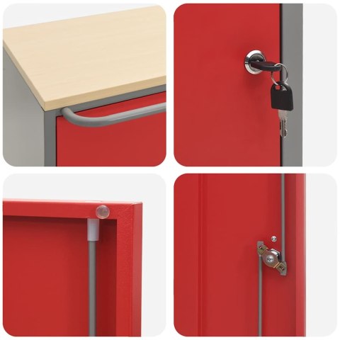 VidaXL Ławka warsztatowa z półką Czerwony i Szary 75 x 45 x 85 cm