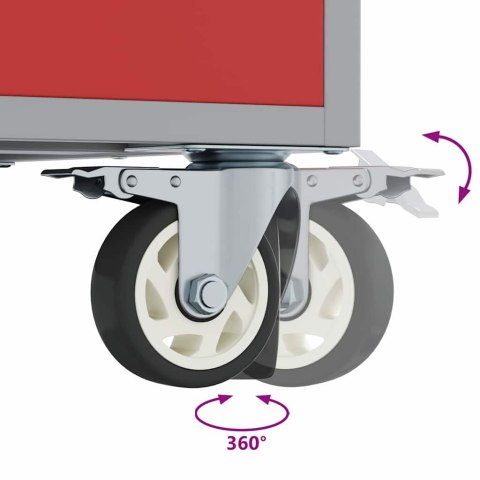 VidaXL Ławka warsztatowa z półką Czerwony i Szary 75 x 45 x 85 cm