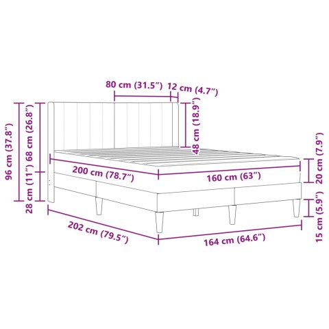 VidaXL Rama łóżka z materacem Z zagłówkiem 2 pcs Czarny Aksamit