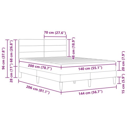 VidaXL Ramka łóżka Ciemnoszary 140 x 200 cm Poliester