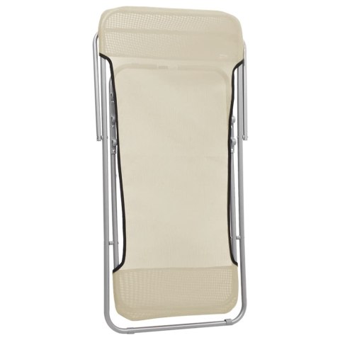 VidaXL Składane krzesła plażowe, 2 szt., kremowe, Textilene i stal