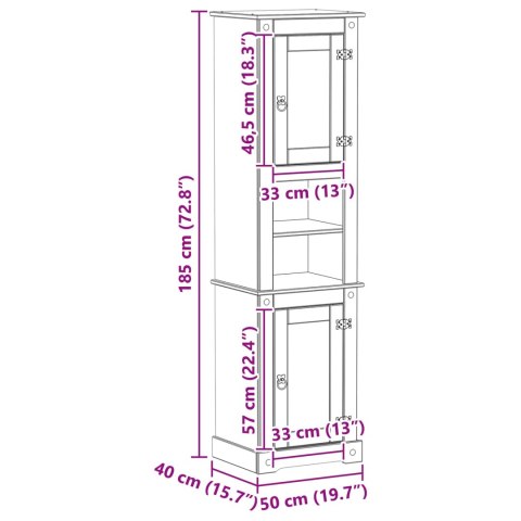 SZAFKA ŁAZIENKOWA BIAŁY 50X40X185CM LITE DREWNO SOSNOWE