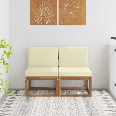 2 SZTUKA ŚRODKOWA SOFA OGRODOWA LITE DREWNO AKACJI NATURALNY