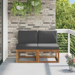 2 SZTUKA ŚRODKOWA SOFA OGRODOWA LITE DREWNO AKACJI NATURALNY