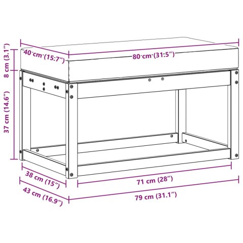 ŁAWKA NATURALNY I KREMOWY 79X43X37CM LITE DREWNO AKACJI