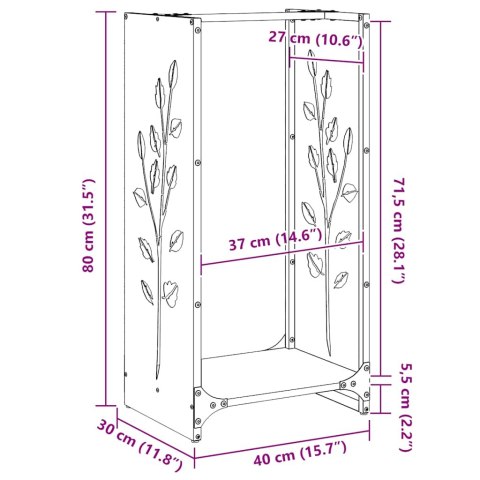 STOJAK NA DREWNO OPAŁOWE 40X30X80CM STAL WALCOWANA NA ZIMNO
