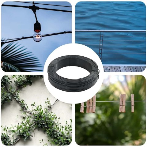 VidaXL Drut naciągowy do ogrodzenia, 250 m, 2,3/3,8 mm, stal, antracyt