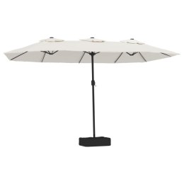 PODWÓJNY PARASOL OGRODOWY PIASKOWA BIEL 449X265CM
