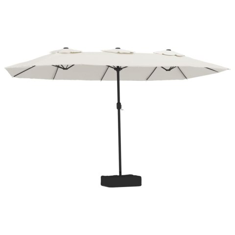 PODWÓJNY PARASOL OGRODOWY PIASKOWA BIEL 449X265CM