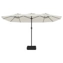 PODWÓJNY PARASOL OGRODOWY PIASKOWA BIEL 449X265CM