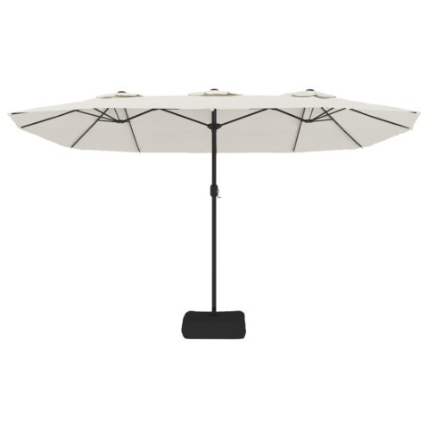 PODWÓJNY PARASOL OGRODOWY PIASKOWA BIEL 449X265CM
