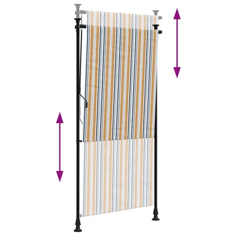 VidaXL Roleta zewnętrzna, żółto-biała, 100x270 cm, tkanina i stal