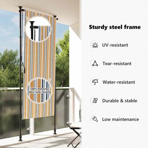 VidaXL Roleta zewnętrzna, żółto-biała, 100x270 cm, tkanina i stal