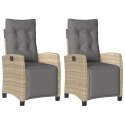 VidaXL Rozkładane fotele ogrodowe z podnóżkiem, 2 szt., mieszany beż