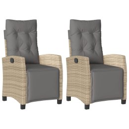 VidaXL Rozkładane fotele ogrodowe z podnóżkiem, 2 szt., mieszany beż