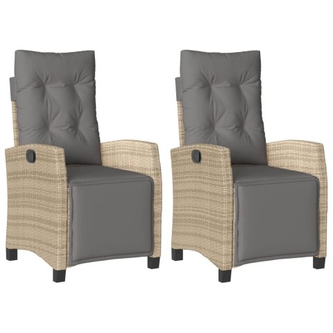 VidaXL Rozkładane fotele ogrodowe z podnóżkiem, 2 szt., mieszany beż