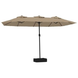 PODWÓJNY PARASOL OGRODOWY TAUPE 449X265CM