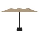 PODWÓJNY PARASOL OGRODOWY TAUPE 449X265CM
