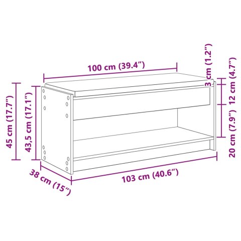 ŁAWKA W PRZEDPOKOJU Z PODUSZKĄ BETONOWY SZARY 103X 38X 45CM