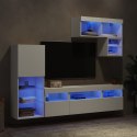 6-CZĘŚCIOWY ZESTAW MEBLI TV Z LED BIAŁY