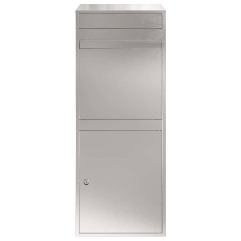 SKRZYNKA WRZUTNIA NA PACZKI BOXPACZKOWY SREBRNY STAL 47,5X38X59CM ZAMYKANA