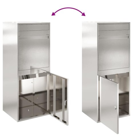 SKRZYNKA WRZUTNIA NA PACZKI BOXPACZKOWY SREBRNY STAL 47,5X38X59CM ZAMYKANA