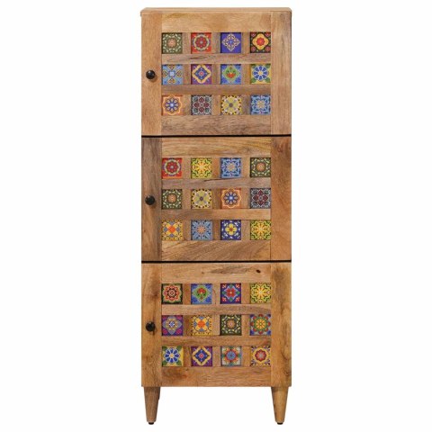 HIGHBOARD Z DRZWIAMI NATURALNY 40X33X110CM DREWNO Z MANGO