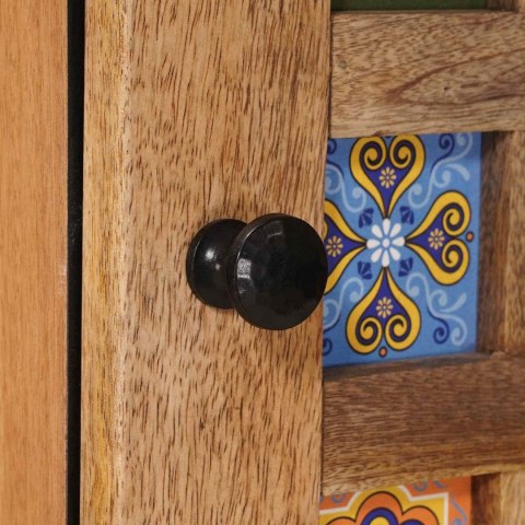 HIGHBOARD Z DRZWIAMI NATURALNY 40X33X110CM DREWNO Z MANGO