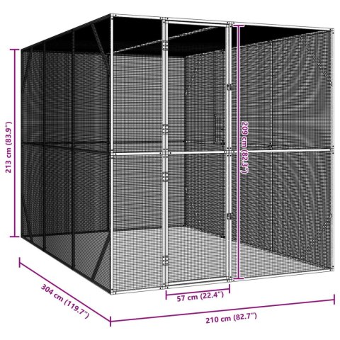 KLATKA DLA PTAKÓW Z PRZECHOWYWANIEM ANTRACYT 210X304X213CM